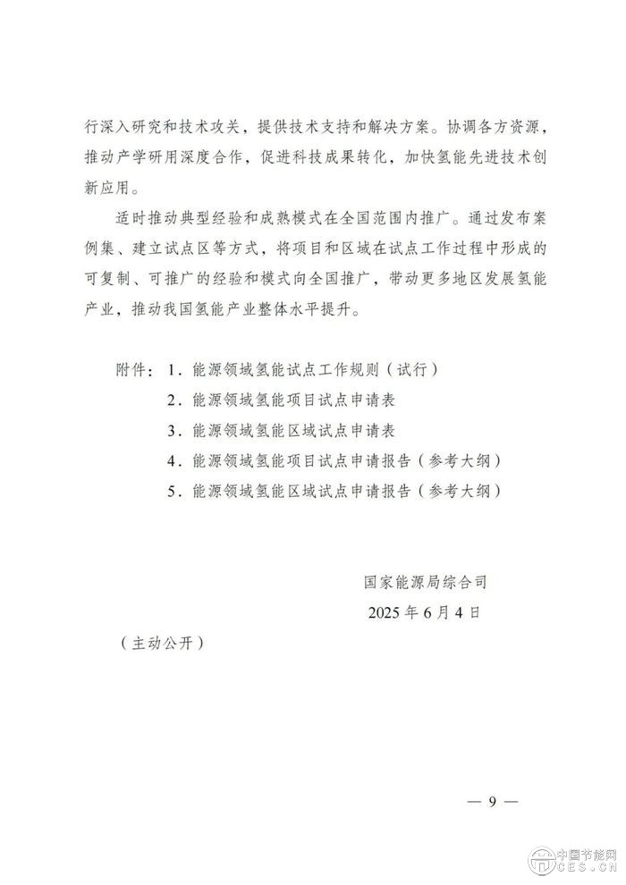 国家能源局综合司关于组织开展能源领域氢能试点工作的通知