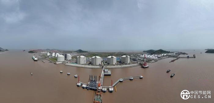 上海LNG(液化天然气)站线扩建项目码头工程10日通过交工验收，将合同总工期压缩了120天。  　　上海LNG站线扩建项目是国家油气重点工程，位于上海国际航运中心洋山深水港沈家湾作业区，由码头工程、接收站工程和输气管道工程三部分组成。其中，码头工程是接收站工程和管线工程的前道窗口，主要建设内容为新建一座15万总吨LNG专用泊位。码头采用蝶形布置，由工作平台、主引桥、火炬平台、6座靠船墩和6座系缆墩等组成，设计吞吐量为600万吨/年，(吞吐量)较一期码头增长一倍。   上海LNG站线扩建项目码头工程航拍图。中交三航局供图 　　此次交工验收的码头共有桩基415根，施工过程中面临施工水域风浪大、潮汐复杂等挑战。在风浪条件最差时，水上船机每月有效作业时间仅18天，给桩基施工带来巨大压力。项目团队科学调配施工资源，精准把握作业窗口期，创新采用具备良好的抗风浪性能及适应大扭角、大斜率桩基的全回转多功能打桩船，显著提升了沉桩效率。同时，项目团队实行24小时不间断轮班作业，高峰期投入8台冲孔钻机、3台钻孔桩基同步施工，并调配70余名作业人员及20余名管理人员全程值守，全力推进引桥灌注桩施工，比原定计划早11天完成作业。  　　在后续施工中，项目团队又接连攻克多个技术难关。针对24米高的登船梯安装难题，项目团队克服了上部管廊已建造成型的空间限制，通过对现场实际情况测量，优化了起重船驻位方案，精确规划登船梯的卸车位置和吊装路径，在确保不与上部管廊碰撞的前提下，顺利完成登船梯吊立作业。  　　据悉，该项目建设后，将成为连接海运清洁能源与陆域储运系统的关键枢纽，显著增强区域能源保障能力，优化能源消费结构，完善上海天然气产供储销建设体系，为长三角一体化发展提供坚实的绿色能源支撑。