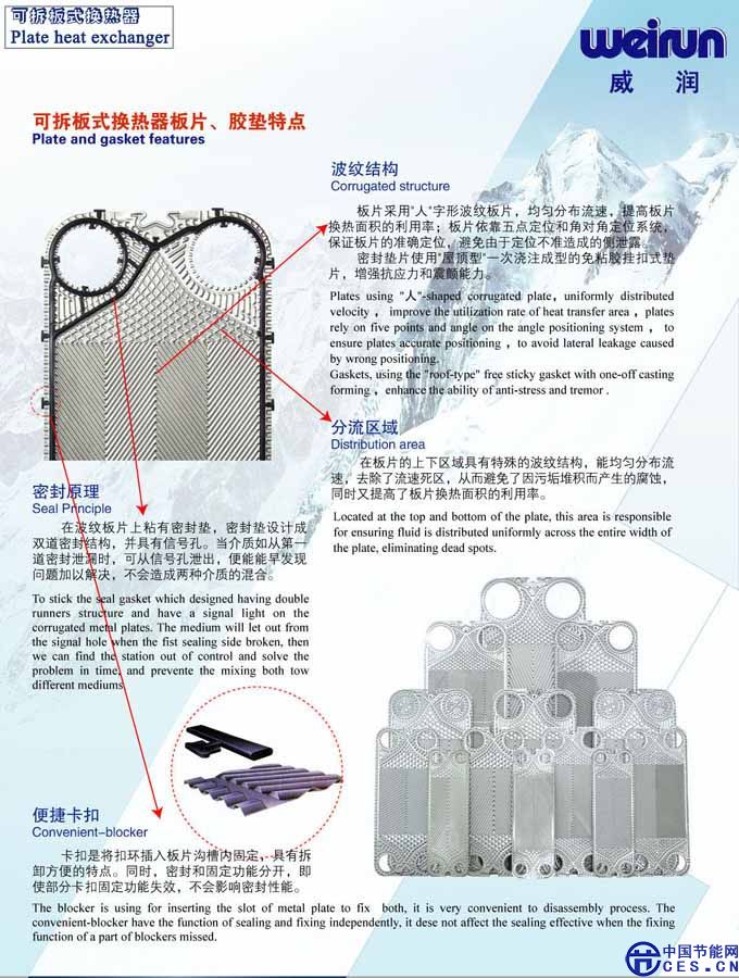  可拆板式换热器板片、胶垫特点
